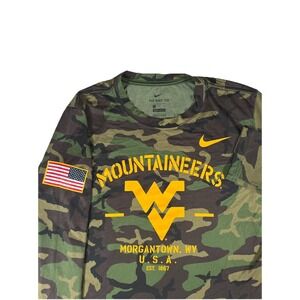 Nike Dri Fit West Virginia University WVU Camouflage Long Sleeve T Shirt Men's S